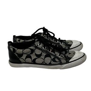 Coach barrett black and gray signature logo sneakers size 6B